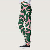 Elegant Groen Roos Gouden Glitter Zebra Leggings (Links)