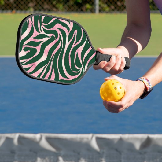 Elegant Groen Roos Gouden Glitter Zebra Pickleball Paddle (Insitu)