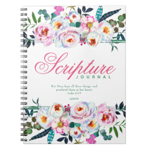 Elegant Groen Roze Floral Genoemd Schrift Journal Notitieboek