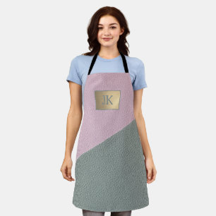 Elegant groen roze leer Monogram Schort