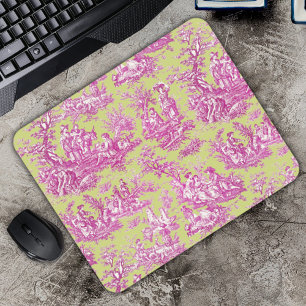 Elegant groen roze romantische Franse Toile de Jou Muismat