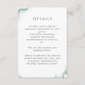 Elegant Groen, Sage Waterverf, Bruiloft Details Informatiekaartje (Voorkant)