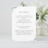 Elegant Groen, Sage Waterverf, Bruiloft Details Informatiekaartje (Staand voorkant)
