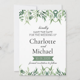 Elegant groen Save the Date Sjabloon Kaart