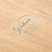 Elegant groen script afstudeerfeest acryl uitnodigingen (Laagn)