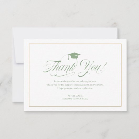 Elegant groen script Bedankt Afstudeerder Pet Afst (Voorkant)