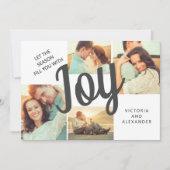 Elegant Groen Vreugschrift Vakantie 4 Foto Feestdagenkaart (Voorkant)