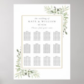Elegant groen wedding zitplaats plan chart poster (Voorkant)