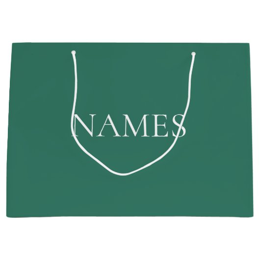 Elegant Groen & Wit Aangepaste Script Naam Groot Cadeauzakje (Voorkant)