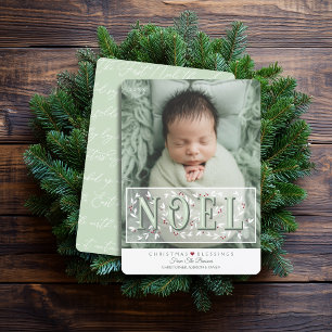 Elegant Groen Wit Overlay Foto Kerst Kaart