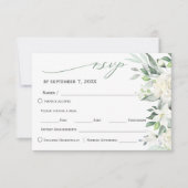 Elegant groen witte winterbloem RSVP kaartje (Voorkant)