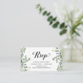 Elegant groen, zwart script, RSVP reageren Informatiekaartje (Staand voorkant)
