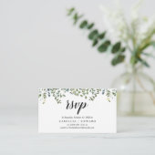 Elegant groen, zwart script, RSVP reageren Informatiekaartje (Staand voorkant)