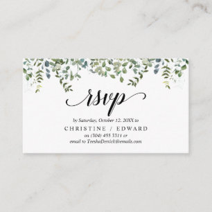 Elegant groen, zwart script, RSVP reageren Informatiekaartje