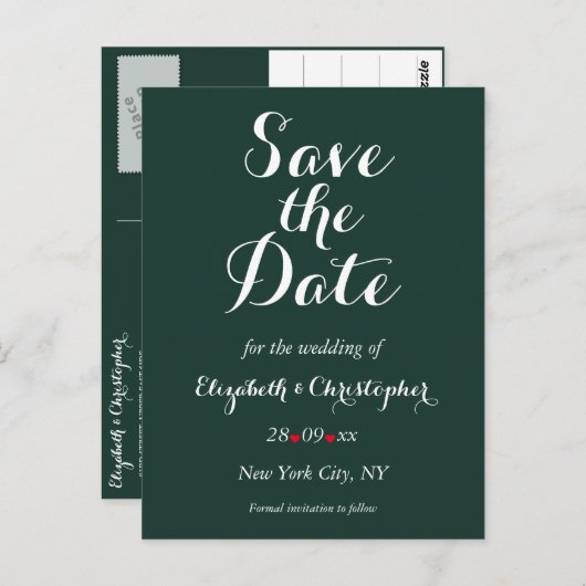 Elegant groene bos bruiloft 'save the date' briefkaart (Voorkant / Achterkant)