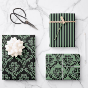 Elegant groene damast  inpakpapier vel
