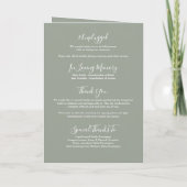 Elegant groene handtekening script bruiloft programma (Achterkant)