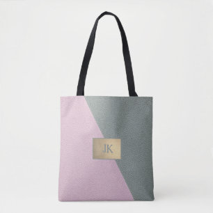 Elegant groene roze leer Monogram   Draagtas