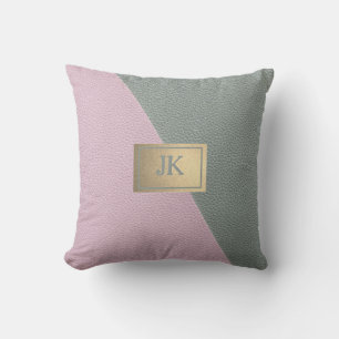 Elegant groene roze leer Monogram Kussen