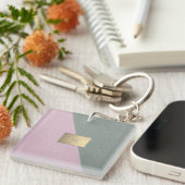 Elegant groene roze leer, Monogram Sleutelhanger (Voorkant Rechts)