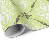 Elegant groene turkooizen bruin demasperpatroon cadeaupapier (Rol Hoek)