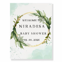 Elegant Groene Welkomstbord voor Baby Shower