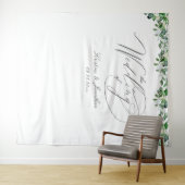 Elegant groene witte bloemen bruiloft tapestry wandkleed (In Situ (horizontaal))