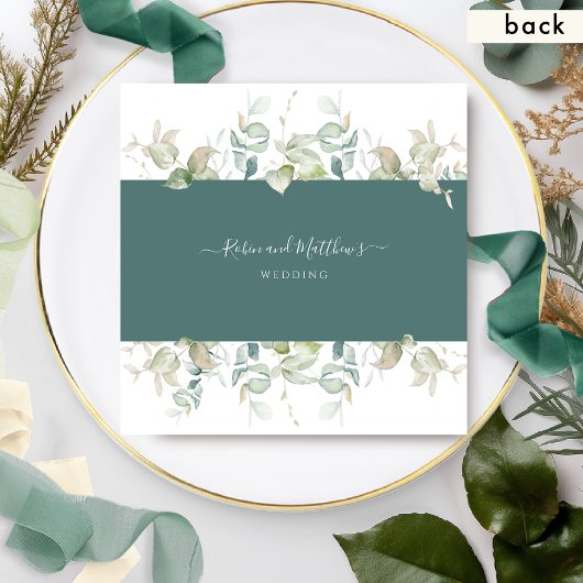 Elegant Groenery en Groene Stipe, Vierkant Huwelij Kaart