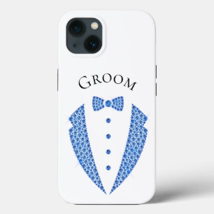 Elegant Groom Tuxedo Bllue Typography Wedding iPhone 13 Hoesje