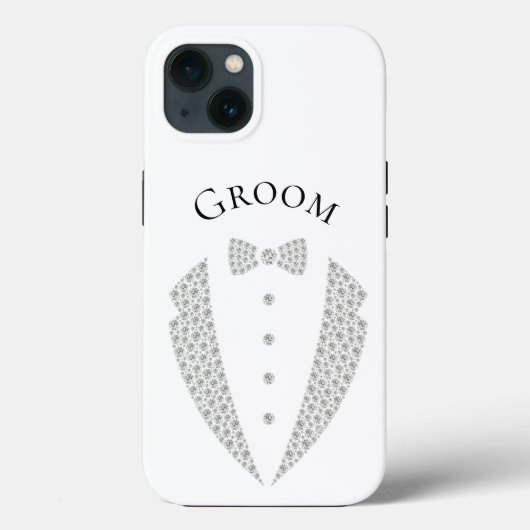 Elegant Groom Tuxedo Silver Typography Wedding Case-Mate iPhone Case (Achterkant)