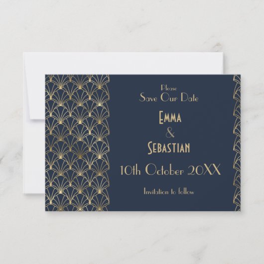 Elegant Grote Gatsby Art Deco Save the Dates Opsla Date (Voorkant)