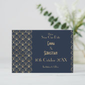 Elegant Grote Gatsby Art Deco Save the Dates Opsla Date (Staand voorkant)