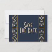 Elegant Grote Gatsby Art Deco Save the Dates Opsla Date (Achterkant)