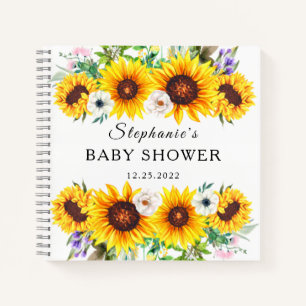 Elegant Guest Book Baby shower Sunflower Flower Notitieboek
