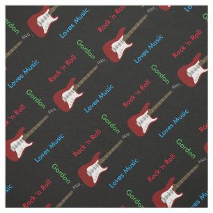 Elegant Guitar Print Fabric Stof