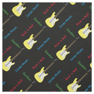 Elegant Guitar Print Fabric Stof