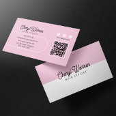Elegant Haarstylist Script Roze Minimal QR Code Visitekaartje