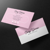 Elegant Haarstylist Script Wit & Roze Minimaal Visitekaartje
