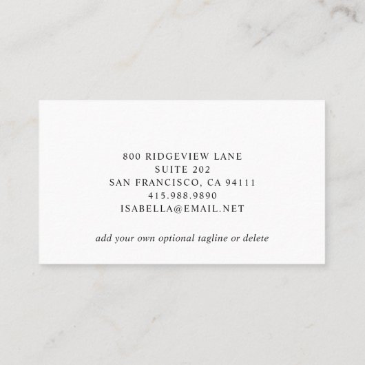 Elegant Hair Stylist Photo Visitekaartje (Achterkant)