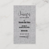 Elegant Hair Stylist's Scissors on Silver Glitter Visitekaartje (Achterkant)