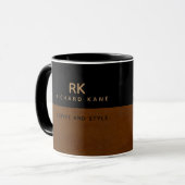 Elegant half bruin half zwart Multomap met naam Mok (Voorkant links)