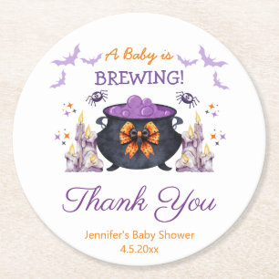 Elegant Halloween baby shower brouwen dank u Ronde Kartonnen Onderzetter