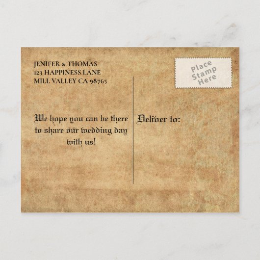 Elegant halloween bruiloft, behalve het date brief aankondigingskaart (Achterkant)