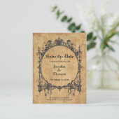 Elegant halloween bruiloft, behalve het date brief aankondigingskaart (Staand voorkant)