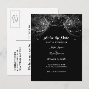 Elegant halloween bruiloft, behalve het date brief aankondigingskaart