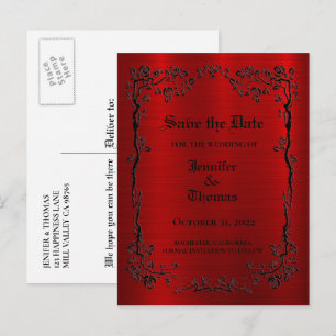 Elegant halloween bruiloft, behalve het date brief aankondigingskaart