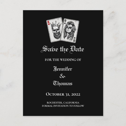 Elegant halloween bruiloft, behalve het date brief aankondigingskaart (Voorkant)