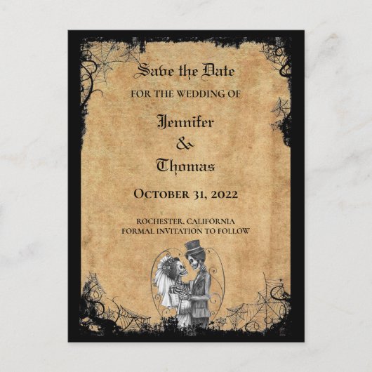 Elegant halloween bruiloft, behalve het date brief aankondigingskaart (Voorkant)