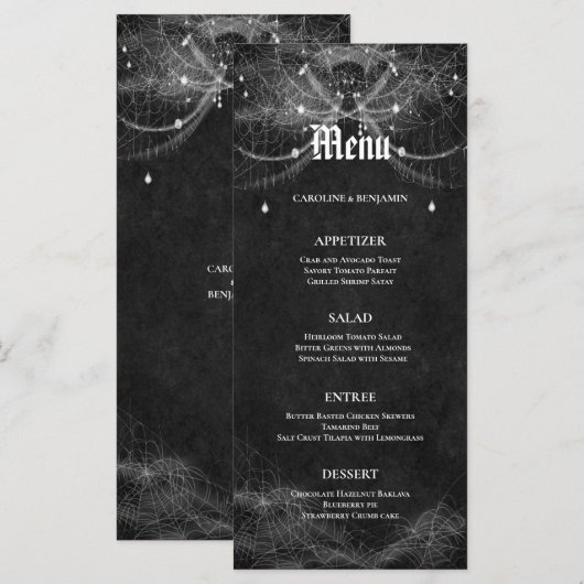 Elegant Halloween bruiloft menu (Voorkant / Achterkant)