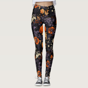 Élégant Halloween d'automne Leggings botaniques